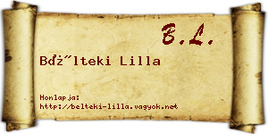 Bélteki Lilla névjegykártya
